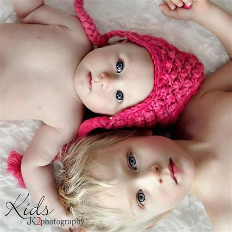 Sister And Brother Blue Eyes Love Little Girls Pin Hat Blond Hair