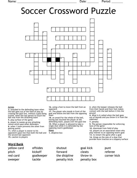Soccer Crossword Puzzle Wordmint