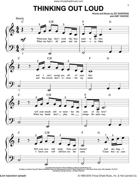 Includes transpose, capo hints, changing speed and much more. Sheeran - Thinking Out Loud sheet music for piano solo ...