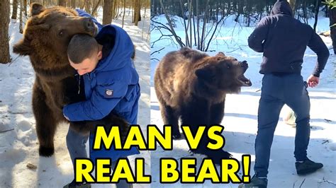 Crazy Russians Versus Real Bear Wrestling Football And Training With