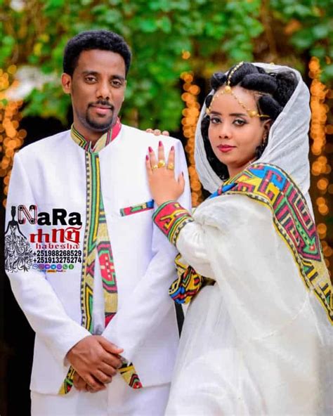 Eritrean And Ethiopian Couple Habesha Traditional Dress Men Coat Shoes And Trouser East Afro