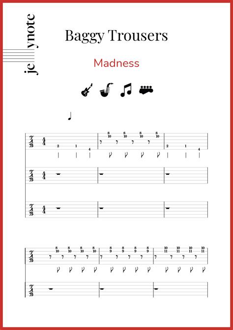 madness baggy trousers guitar and bass sheet music jellynote