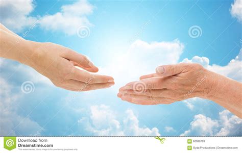 Close Up Of Senior And Young Woman Hands Stock Image Image Of
