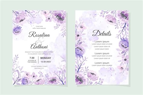 Free Vector Purple Wedding Invitation Template