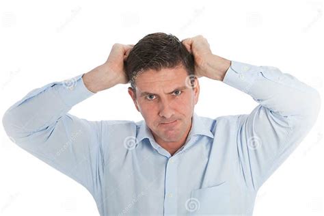 Close Up Angry Businessman Pulling His Hair Out Stock Image Image Of