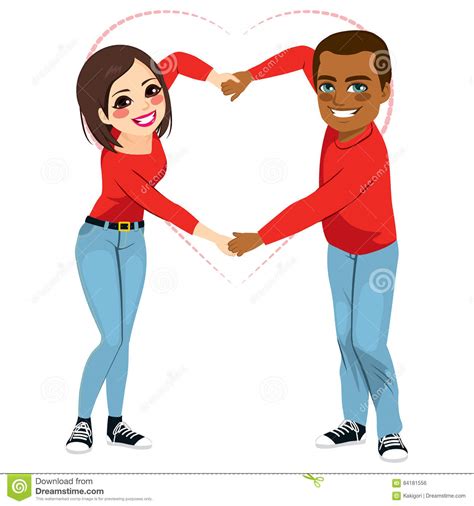 Interracial Saint Valentine Love Stock Vector Illustration Of Cartoon Shape 84181556