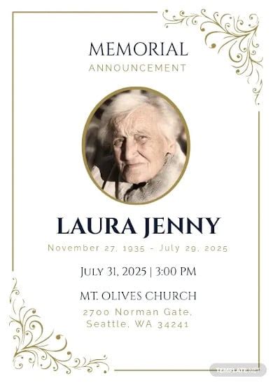 14 Funeral Announcement Templates In Psd Word Pages Ai