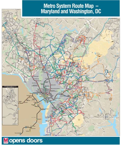 Metro System Route Map Maryland And Washington Dc