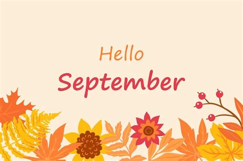 Premium Vector Hello Autumn Poster With Foliage Hello September