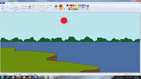 I go through step by step. How to Draw a easy scenery in Ms Paint for Kids - YouTube