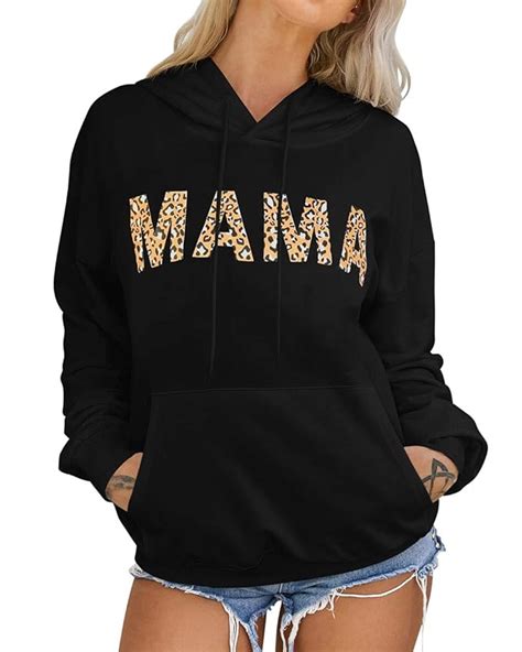 Moshengqi Womens Mama Graphic Hoodies Long Sleeve Pullover Sweatshirts