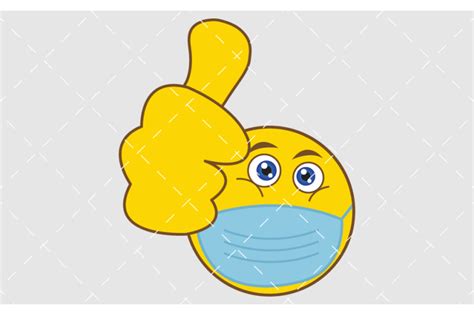 Thumb Up Emoji With Medical Mask Icon By Graphics Ninja Thehungryjpeg
