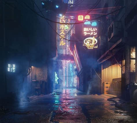 Lighting Exercise In Ue4 Night Time Alleyway With Neon Signs