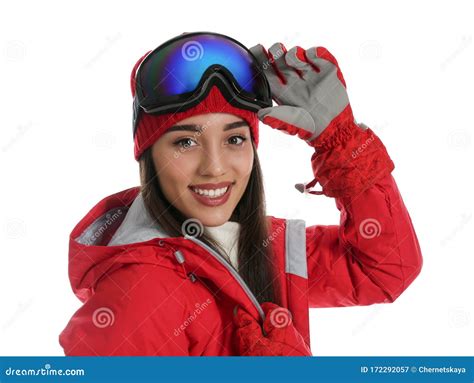 Woman Wearing Stylish Winter Sport Clothes On Background Stock Image Image Of Clothes