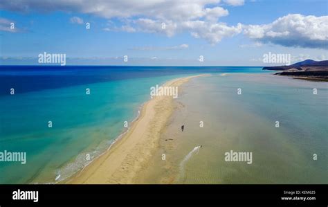 Aerial View Of Deserted Beach Lagoon Sotavento Fuerteventura Canary Islands Stock Photo Alamy