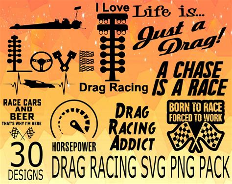 Drag Racing Svg Png Design Bundle Cricuit Design Pack Dragster Etsy