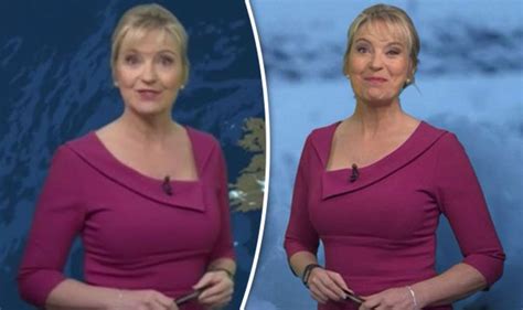 Carol Kirkwood Sizzles In Skintight Frock With Plunging Neckline