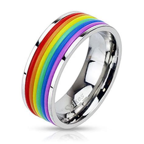 Jewels Mystic Steel Ring Stainless Steel Rainbow Gay Pride