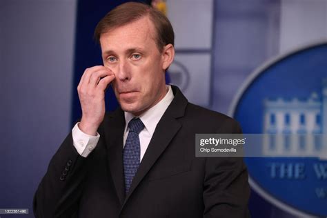 National Security Advisor Jake Sullivan Talks To Reporters During The