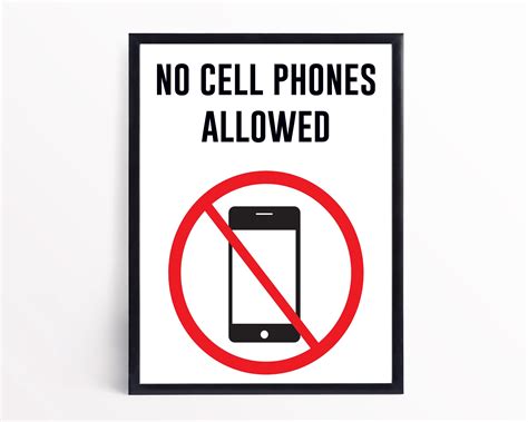Printable No Cell Phones Allowed Sign No Cell Phone Sign No Cell