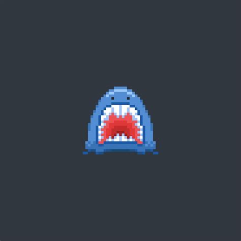 Premium Vector Shark Jaws In Pixel Art Style
