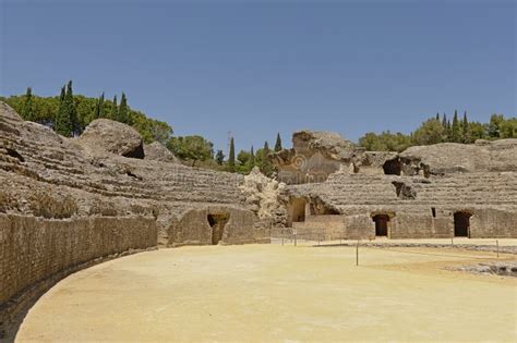 Roman Amphitheatre At Italica Roman City In The Province Of Hispania