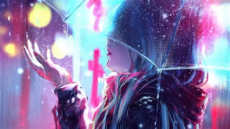 Anime Girl Night Raining Umbrella 4k 42363 Wallpaper