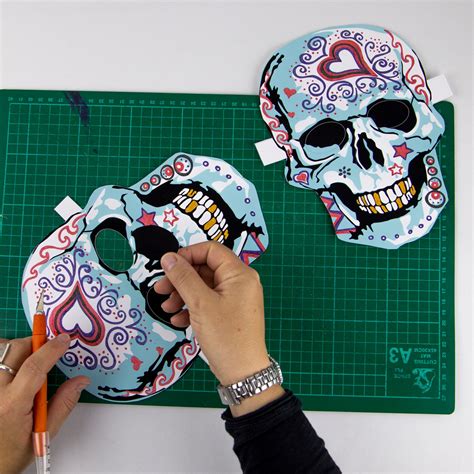 Skull Mask Download Sugar Skull Halloween Masks Día De Etsy Uk