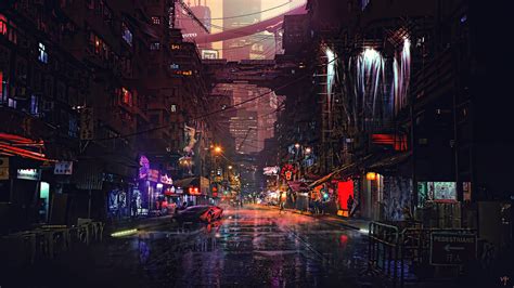 Busy Neon Street 4k Hd Artist 4k Wallpapers Images Backgrounds