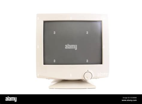 Old Crt Monitor Over White Background Stock Photo Alamy