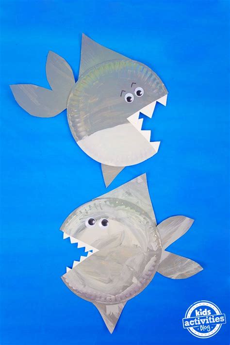 Super Cute Shark Paper Plate Craft Shark Craft Paper Plate Crafts