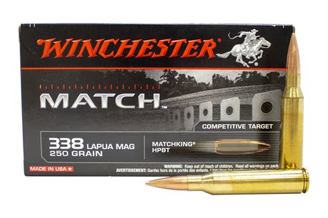 Winchester 338 Lapua Mag 250 Gr Hpbt Sierra Matchking 20box For Sale