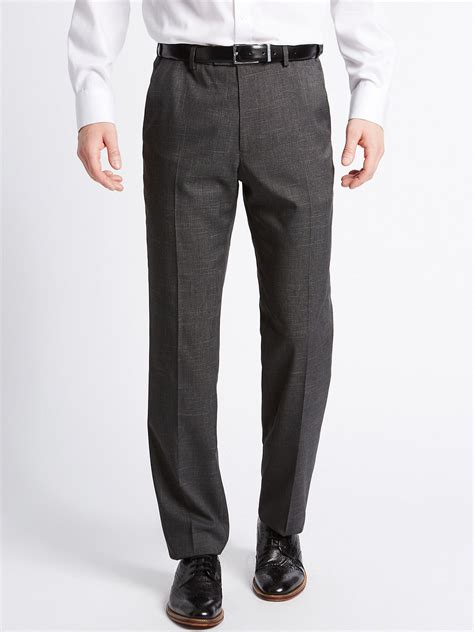 Marks And Spencer Mand5 Charcoal Mens Tailored Fit Textured Flat