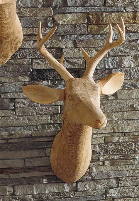 Roost Carved Wood Deer Head Facing Left Modish Store Wood Deer