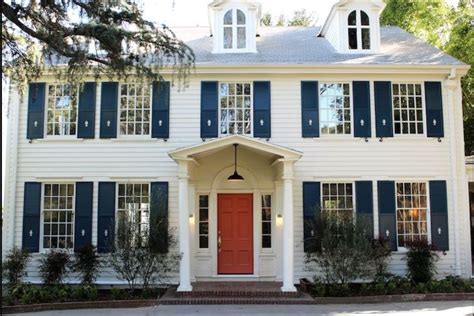 Check spelling or type a new query. White Colonial with Navy Blue Shutters and Red Front Door ...