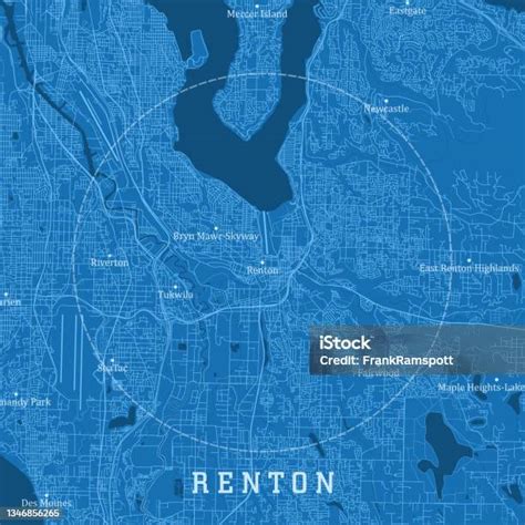 Renton Wa City Vector Road Map Blue Text Stock Illustration Download