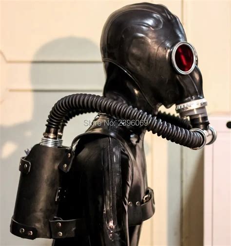 RB Top Quality Latex Rubber Full Head Conquer Gas Mask Fetish Hood Accessory Breathing
