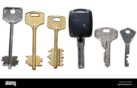 Different Keys Metal Isolated On White Background Stock Photo Alamy
