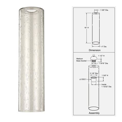 Seeded Glass Cylinder Shade With 1 5 8 Fitter 16 Inch Tall Gl1641c Destination Lighting