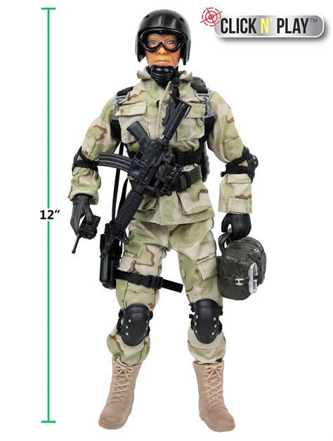 Click N Play Military Airborne Paratrooper 12 Action Figure Play Set
