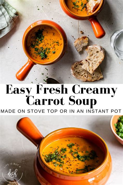 This easy carrot soup recipe is a great way to use up a bag of carrots that were forgotten in your produce drawer. Easy Fresh Carrot Soup | Life is but a Dish | Recipe in ...