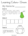 Learning Colors- Green Coloring Page - Twisty Noodle