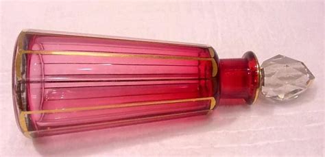 Bohemian Moser Cranberry Art Glass Scent Perfume Bottle Cologne With