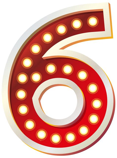 Red Number Six with Lights PNG Clip Art Image | Gallery Yopriceville ...