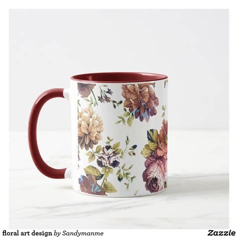 Floral Art Design Mugs Floral Art Design Coffee Mugs