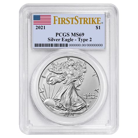Buy 2021 1 Oz American Silver Eagle Type 2 Pcgs Ms69 First Strike