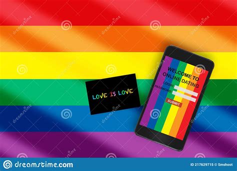 Online Dating Application On Smartphone With Love Is Love Card On