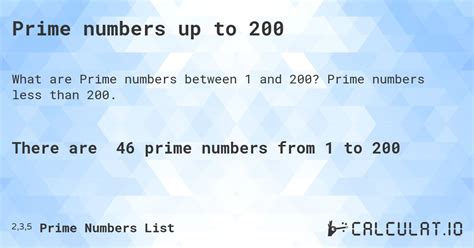 Prime Numbers Up To 200 Calculatio