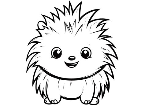 Cute Porcupine Drawing Coloring Page