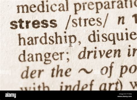 Definition Of Word Stress In Dictionary Stock Photo Alamy